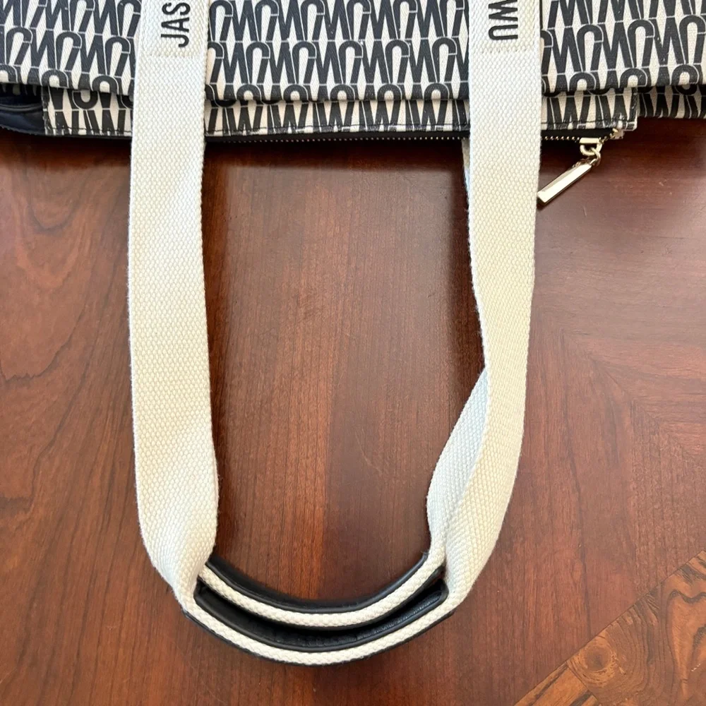 JASON WU Canvas Tote Bag Remmy Logo Print Black and Cream‎